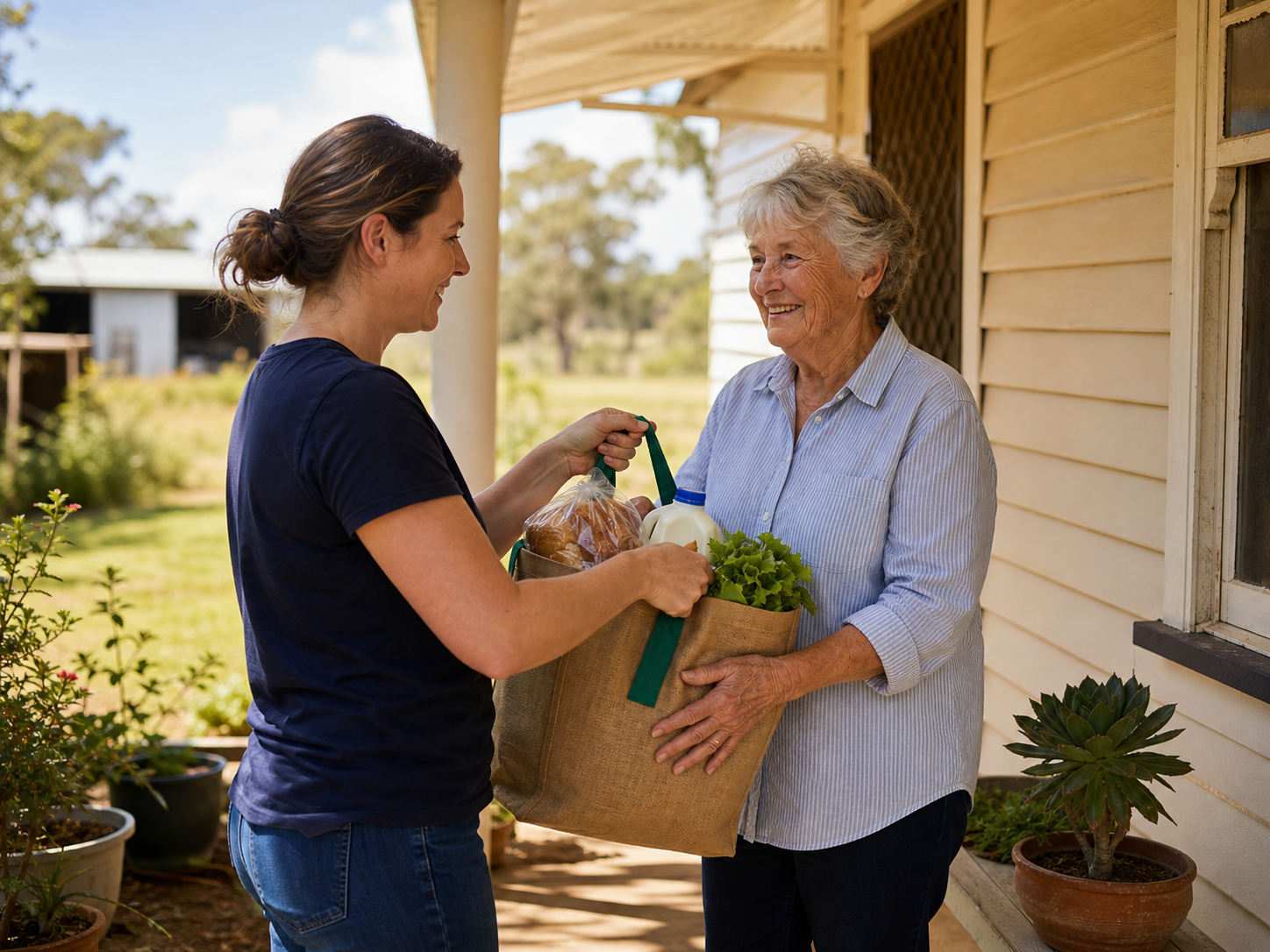Volunteer helping with groceries